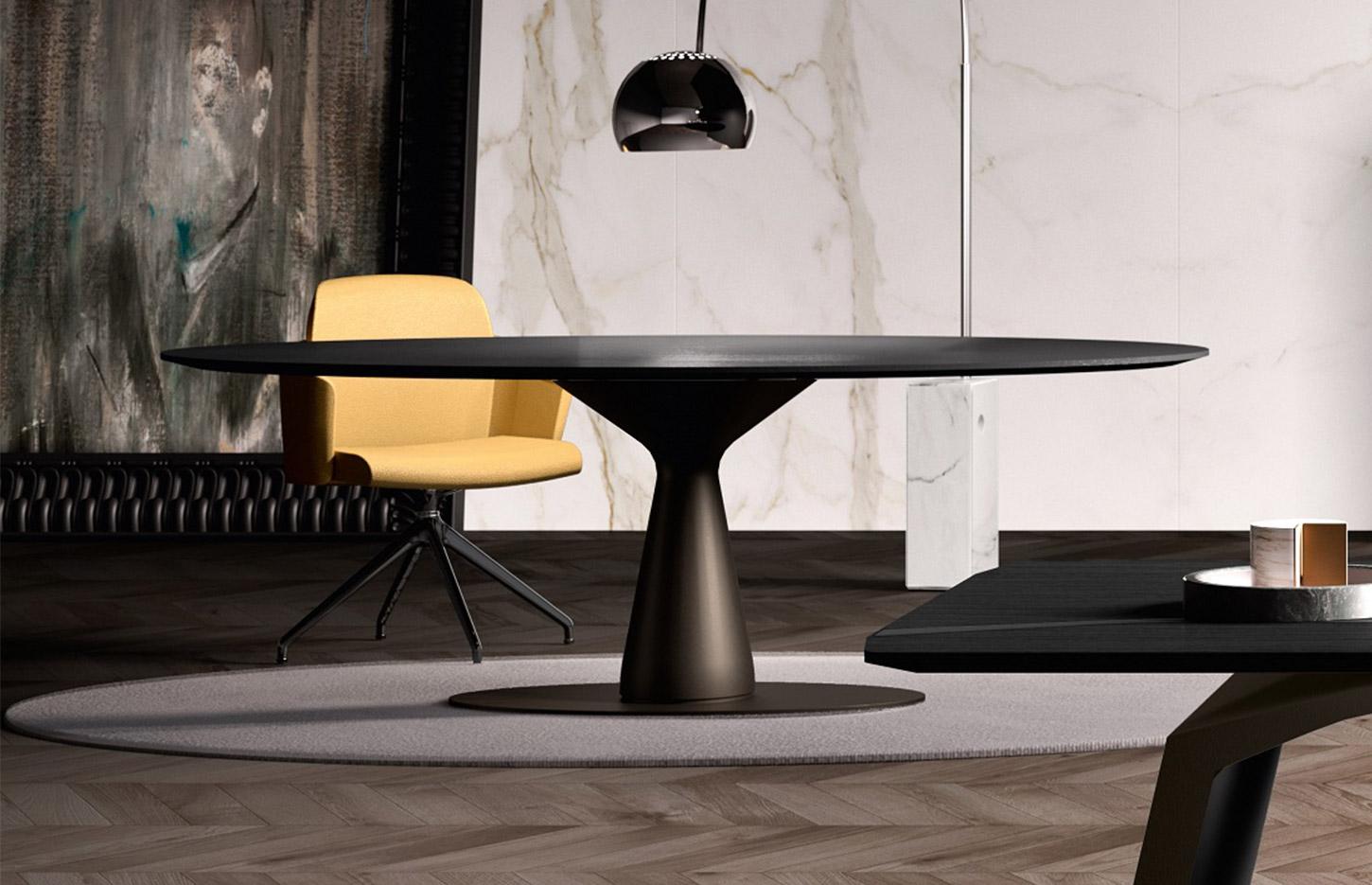 Table de réunion ronde plateau bois et pied métal, gamme Vettore round - France Bureau